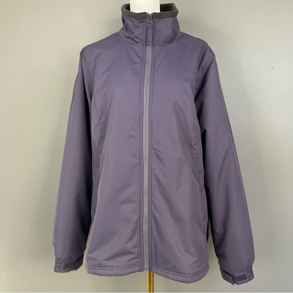 Cabela's Three Seasons Jacket Purple Gray Fleece Lined Full Zip Women's Size XL